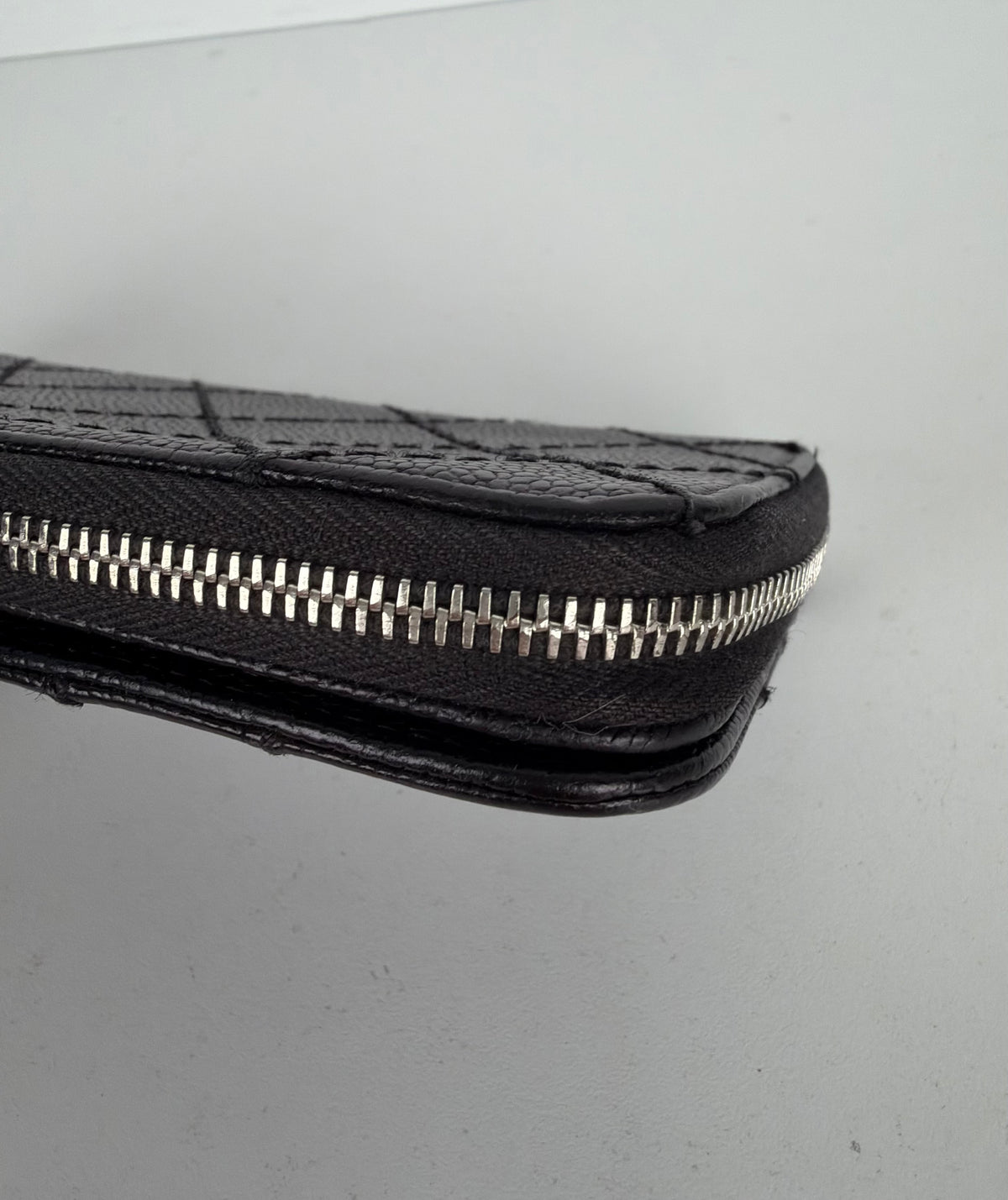 Chanel Quilted Caviar Leather Long Wallet in Black CC Logo 2006 K3