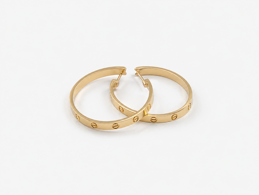 Cartier Love Large Size Hoop Earrings 18K Yellow Gold