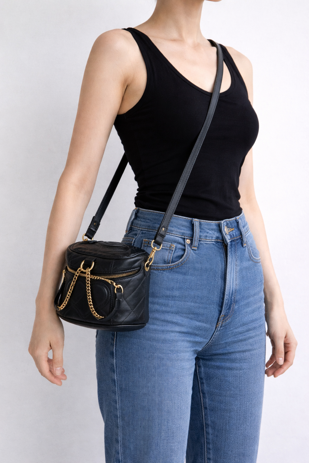Gucci GG Marmont Vanity Mini Backpack in Black Quilted Matelasse Leather