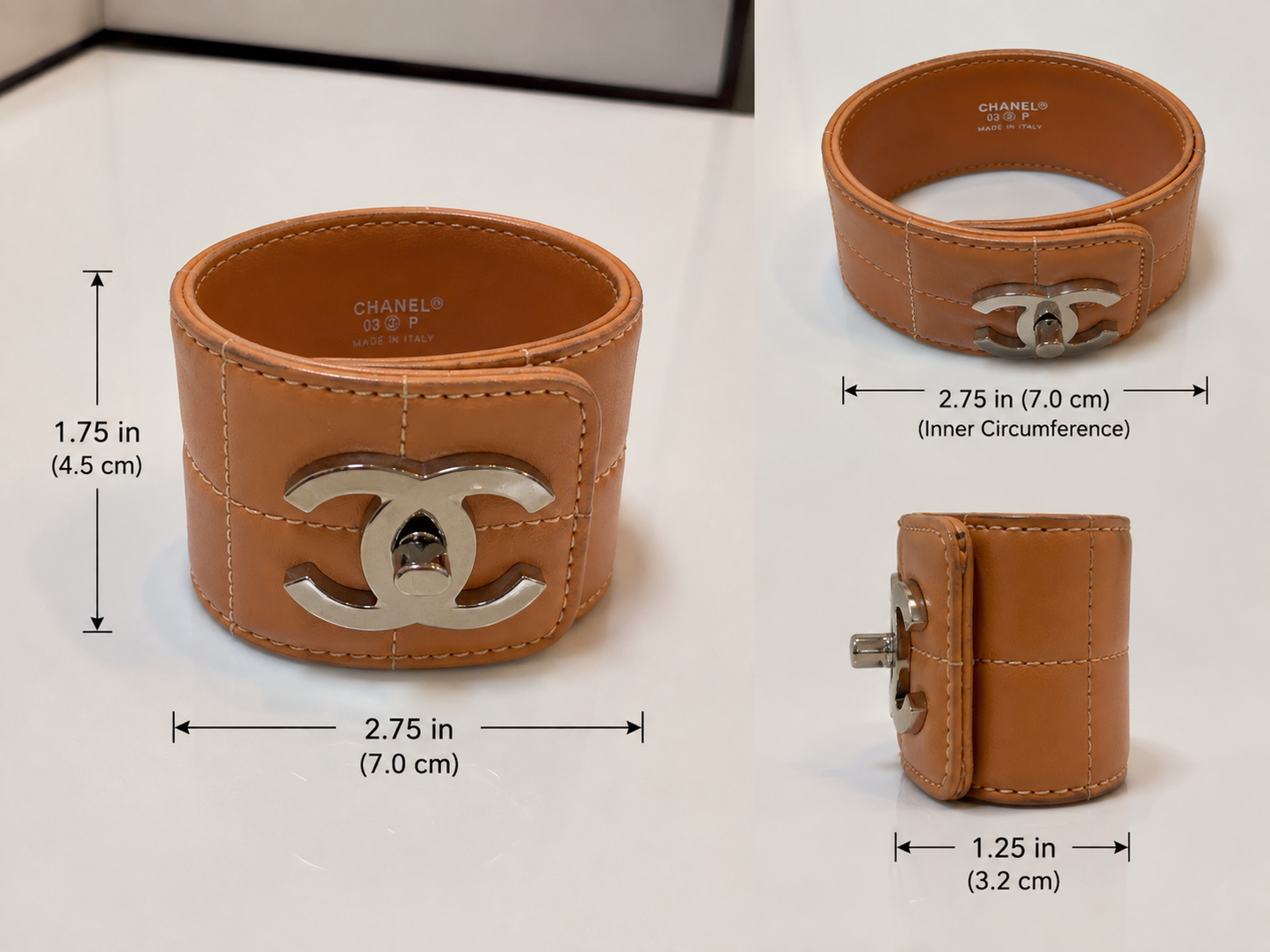 Chanel Leather Pink CC Wrap Bracelet