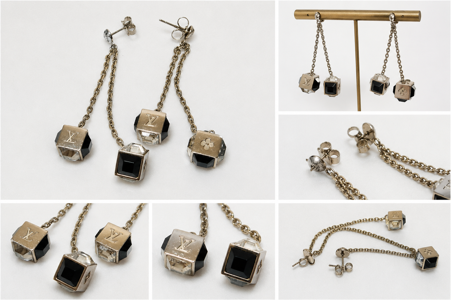 Louis Vuitton Crystal Gamble Drop Earrings
