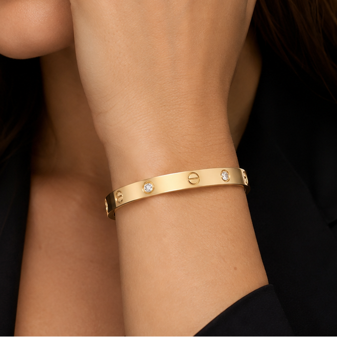 Cartier Love Bracelet in 18K Rose Gold with Diamonds Size 16