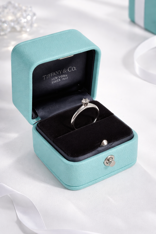 Tiffany & Co Platinum Diamond Engagement Ring 0.15 Carat Brilliant Cut Size 4.75