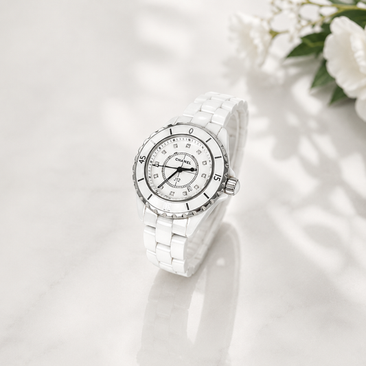 Chanel Watch J12 H1628 White Ceramic Quartz Diamond Hour Markers