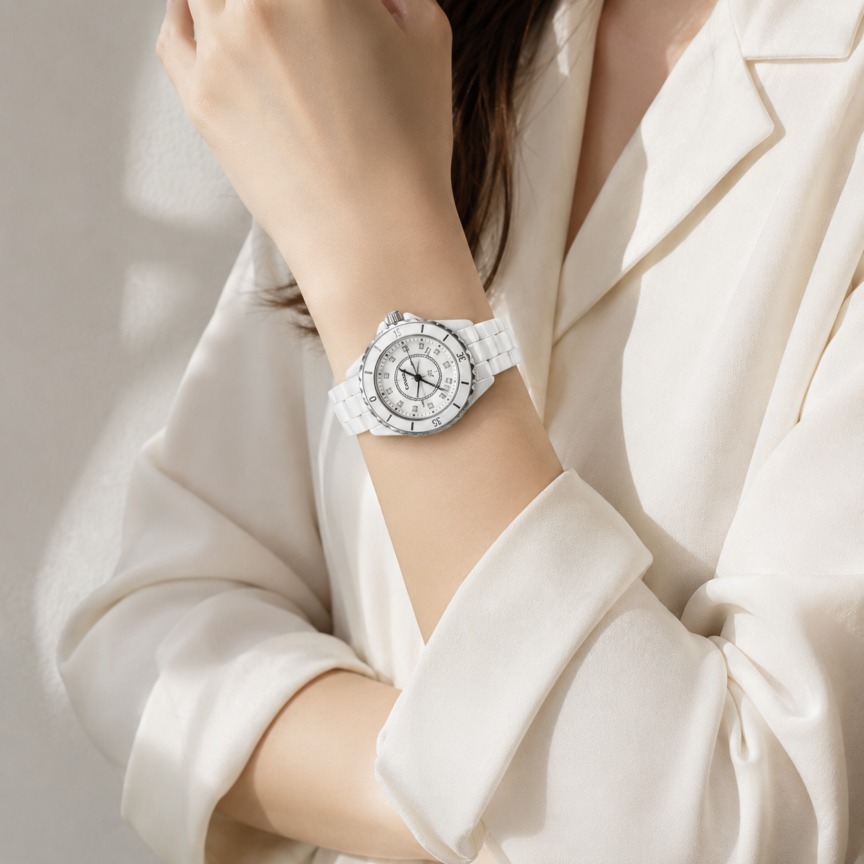 Chanel Watch J12 H1628 White Ceramic Quartz Diamond Hour Markers