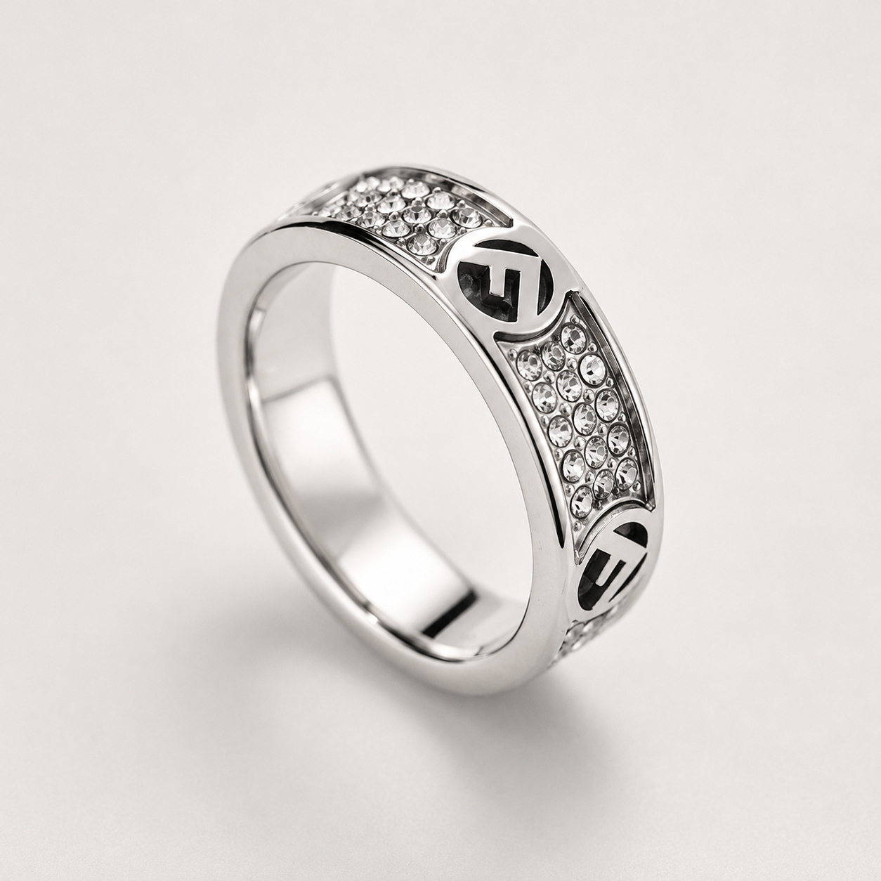 Fendi F Is Fendi Ring Palladium-Finish Metal Size 8 K1
