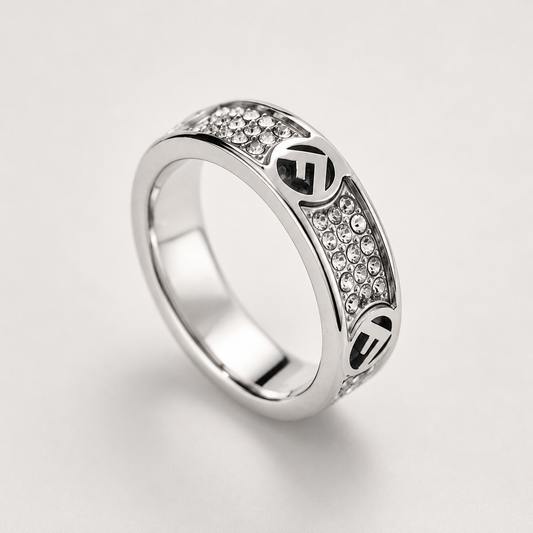 Fendi F Is Fendi Ring Palladium-Finish Metal Size 8 K1