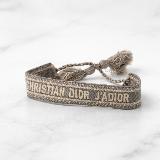 Christian Dior J'Adior Friendship Bracelet in Grey Woven Cotton