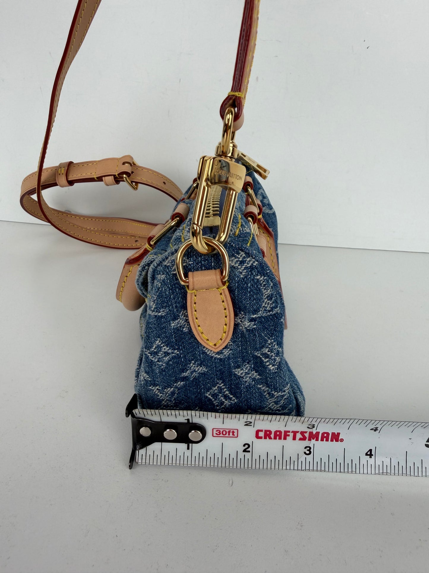 Louis Vuitton Nano Speedy Crossbody Bag in Blue LV Monogram Denim NFC YC-5