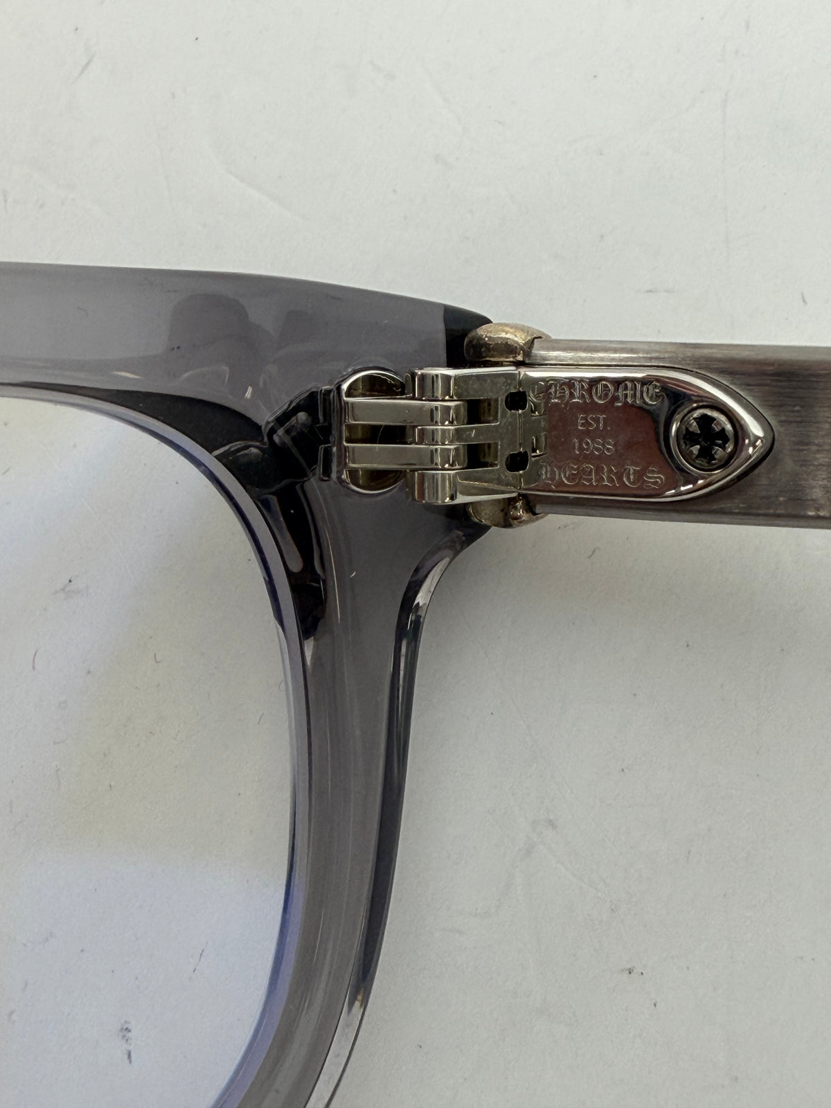 Chrome Hearts Baggins Geometric / Square Eyeglasses in Clear Gray Frame with Clear Lenses YK-2