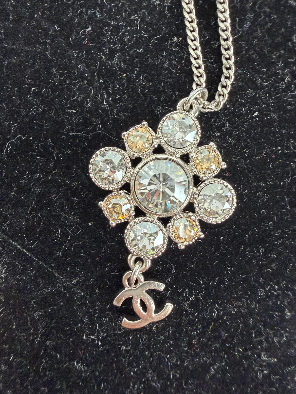 Chanel Strass CC Pendant Necklace witn Sparkling Crystals CC K1