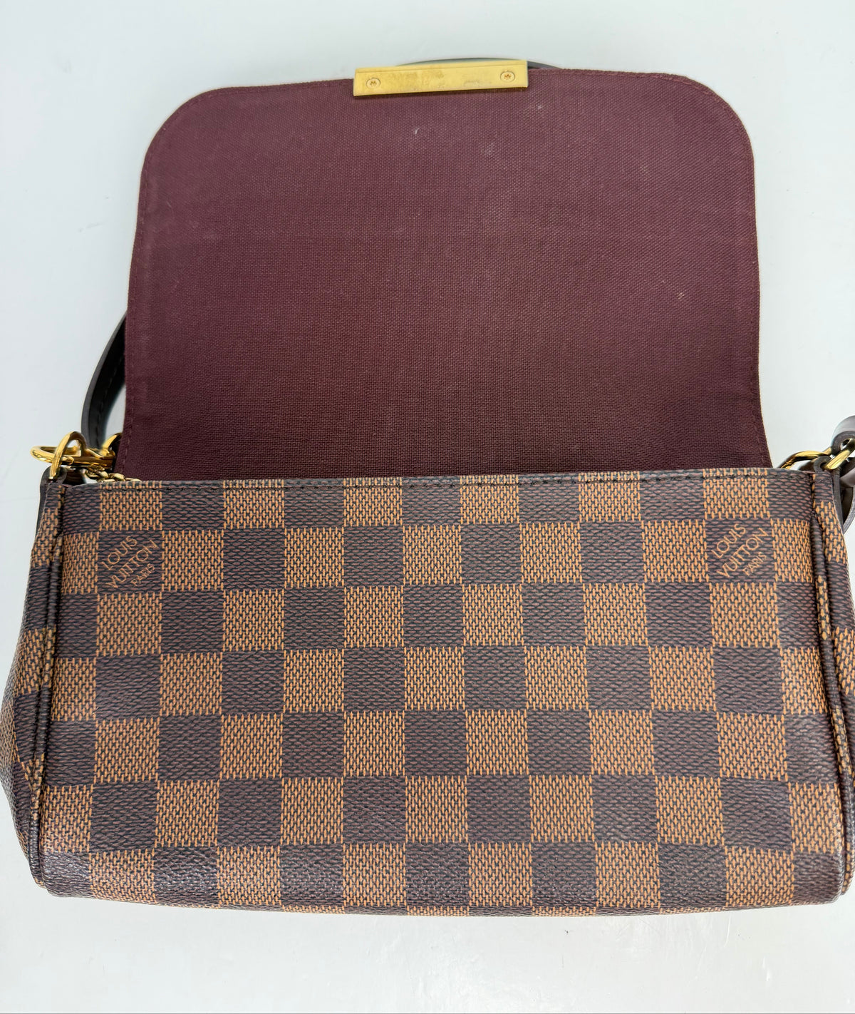Louis Vuitton Favorite PM Shoulder Bag in Brown Damier Ebene Coated Canvas YS22