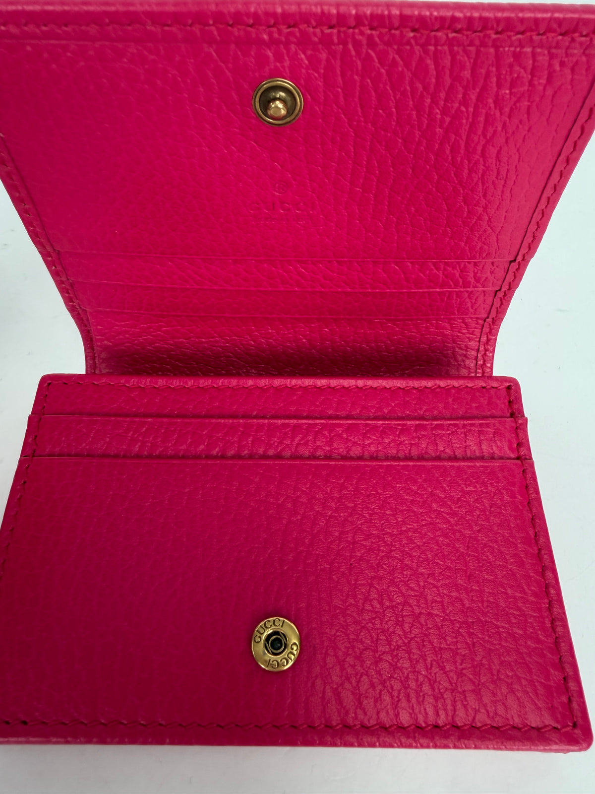 Gucci Butterfly Card Holder Wallet in Fuchsia Leather YK-3