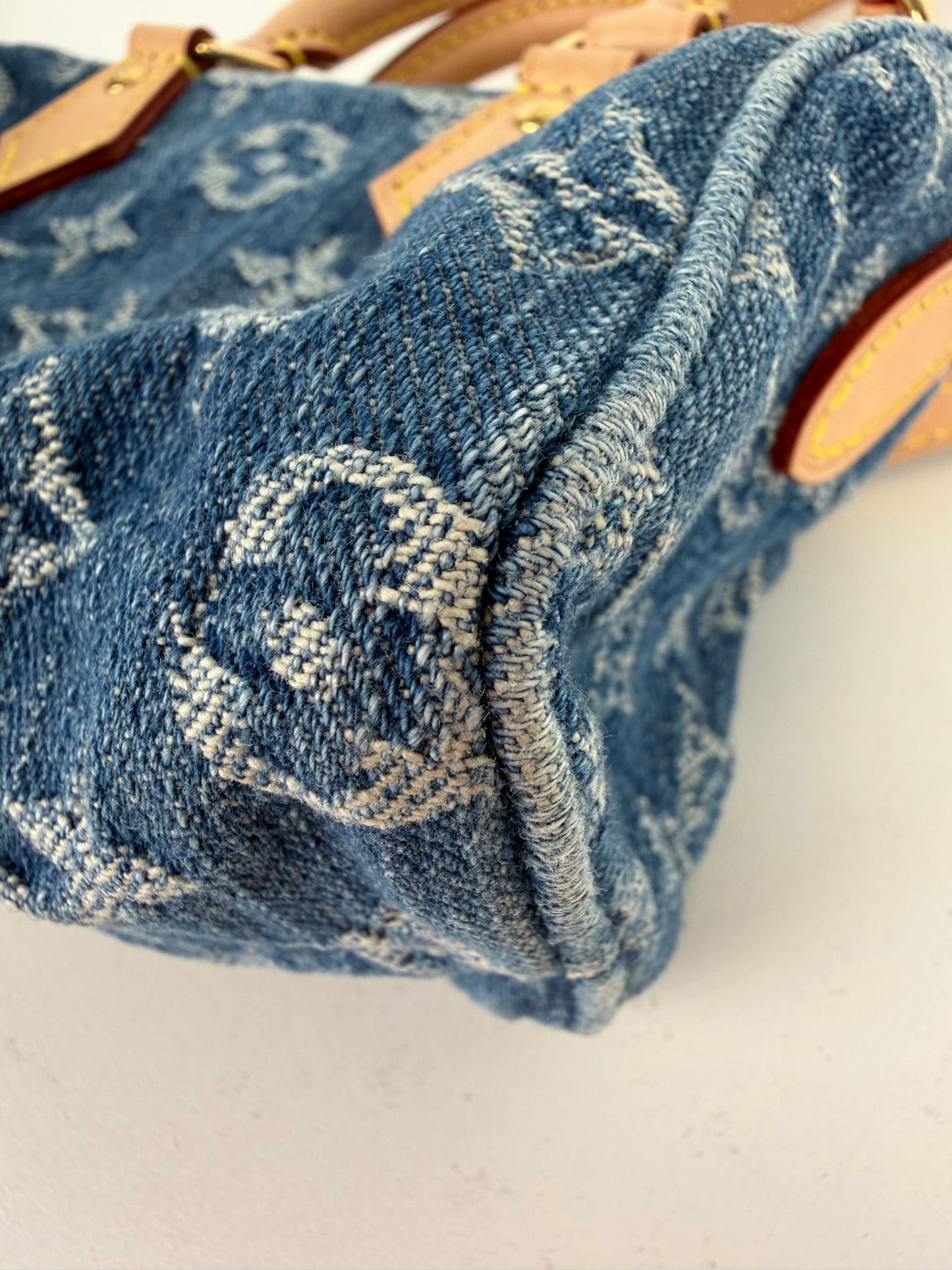 Louis Vuitton Nano Speedy Crossbody Bag in Blue LV Monogram Denim NFC YC-5