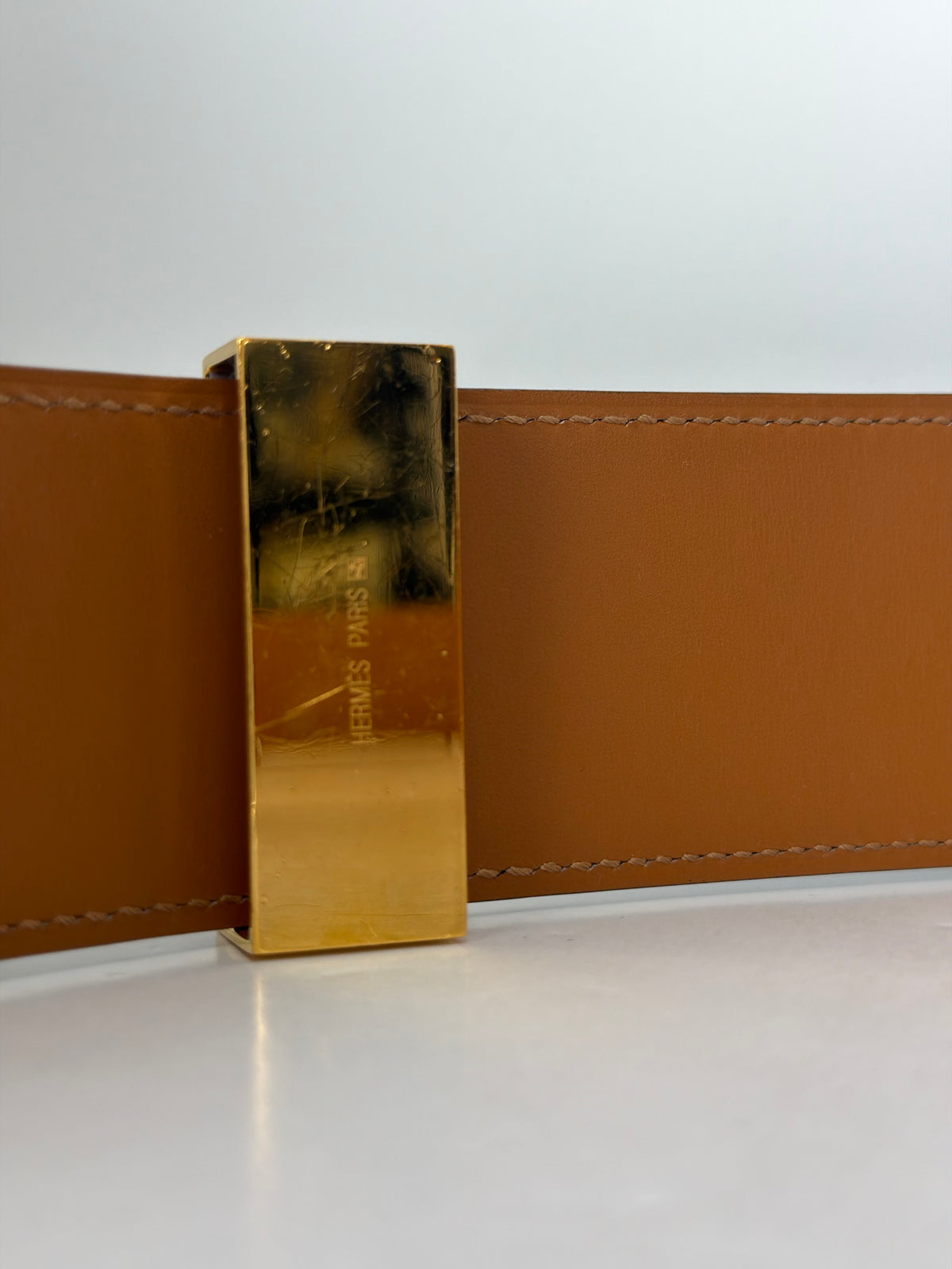 Hermes Collier de Chien 50 belt in Black Calfskin Leather Y