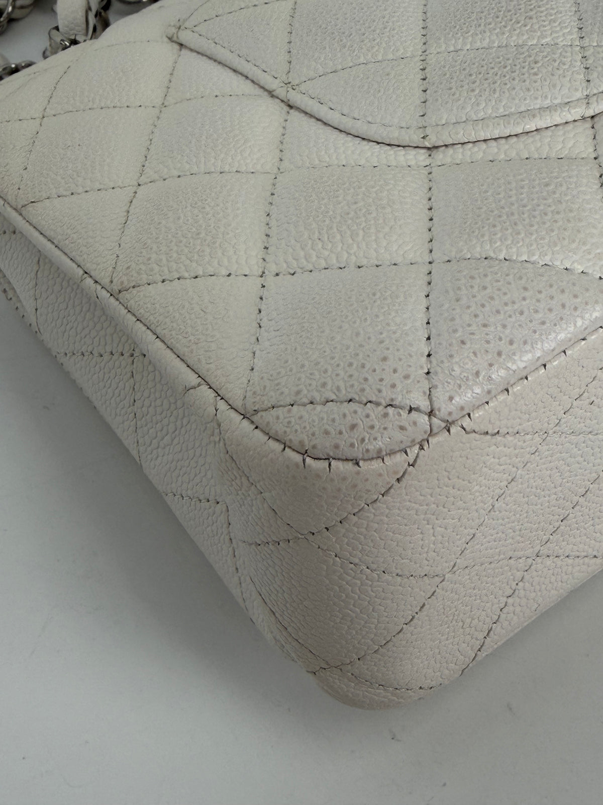 Chanel Caviar Quilted Medium Double Flap Bag in White 2020 D-6
