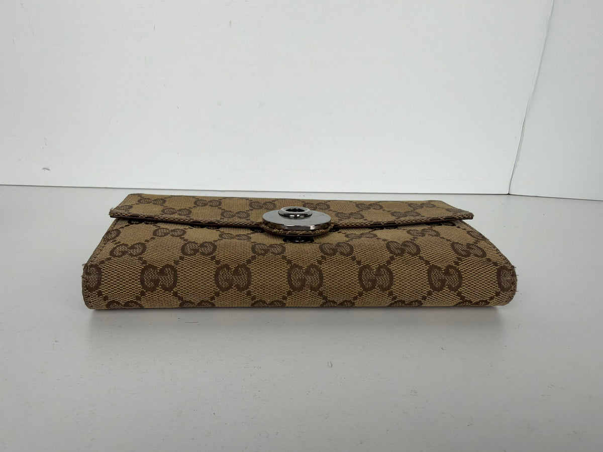 Gucci Canvas Eclipse Continental Wallet in Brown Canvas
