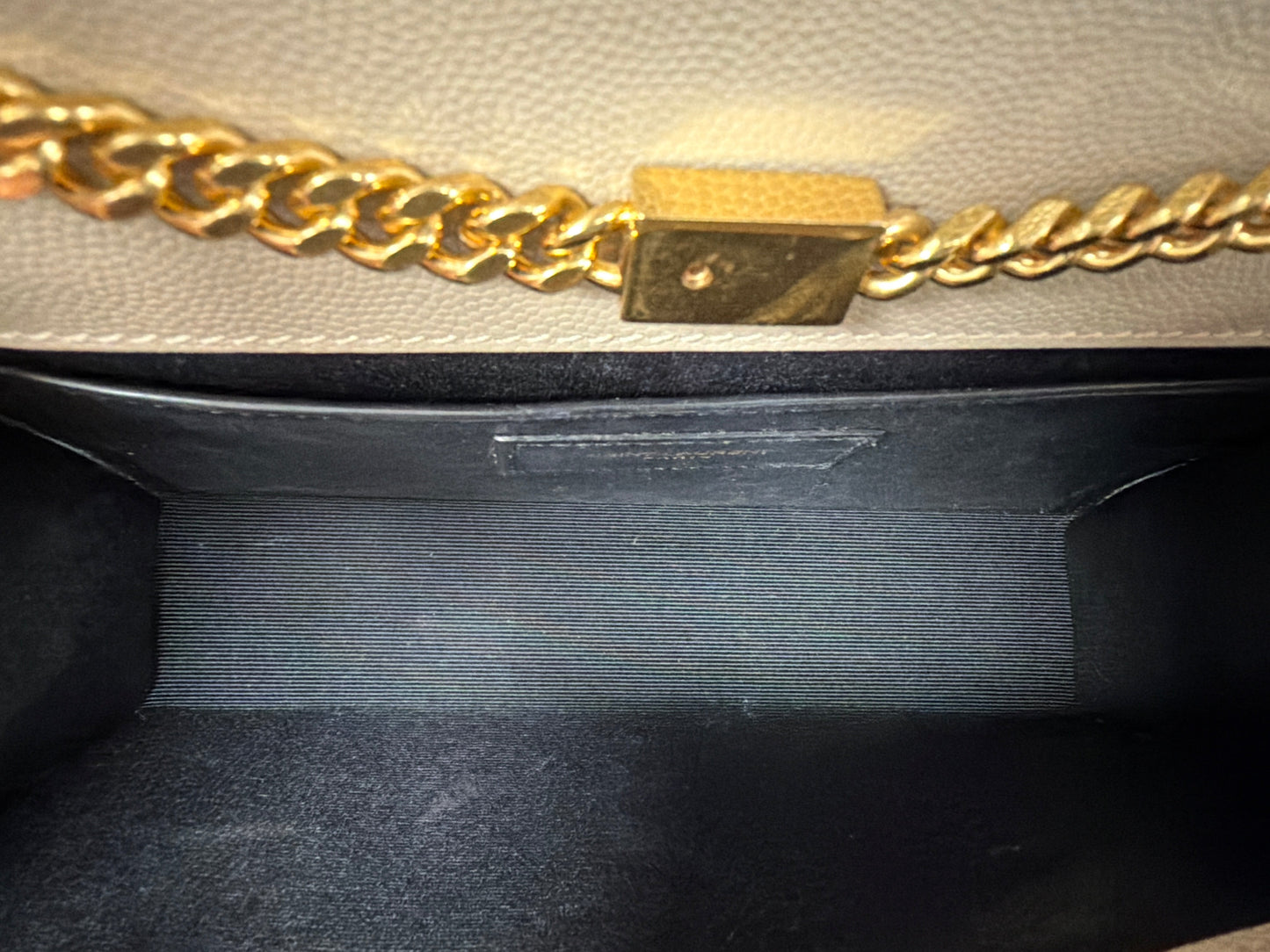 Saint Laurent Kate Chain Bag Small in Beige Grain de Poudre Embossed Leather YS