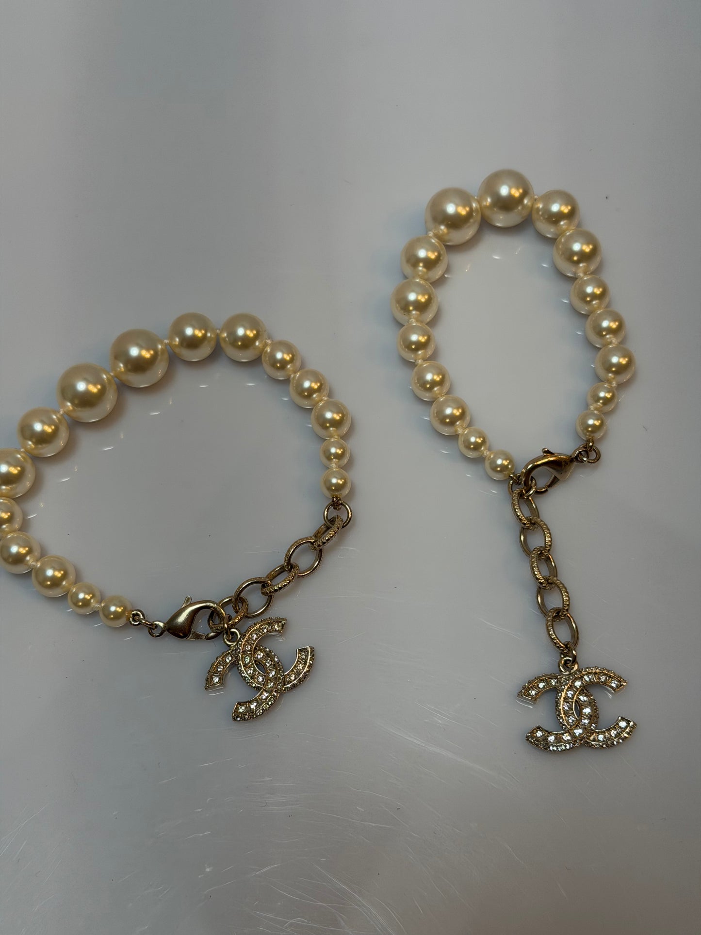 Chanel Pearl Crystal CC Logo Bracelet