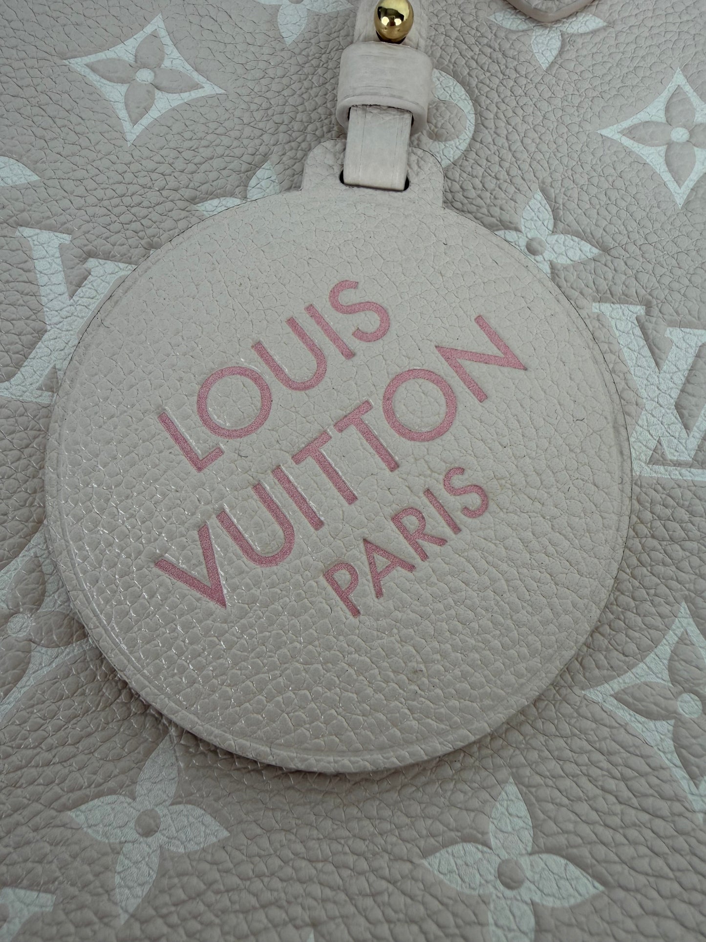 Louis Vuitton OnTheGo Spring in the City MM Tote Bag in Beige Empreinte Leather NFC C-9