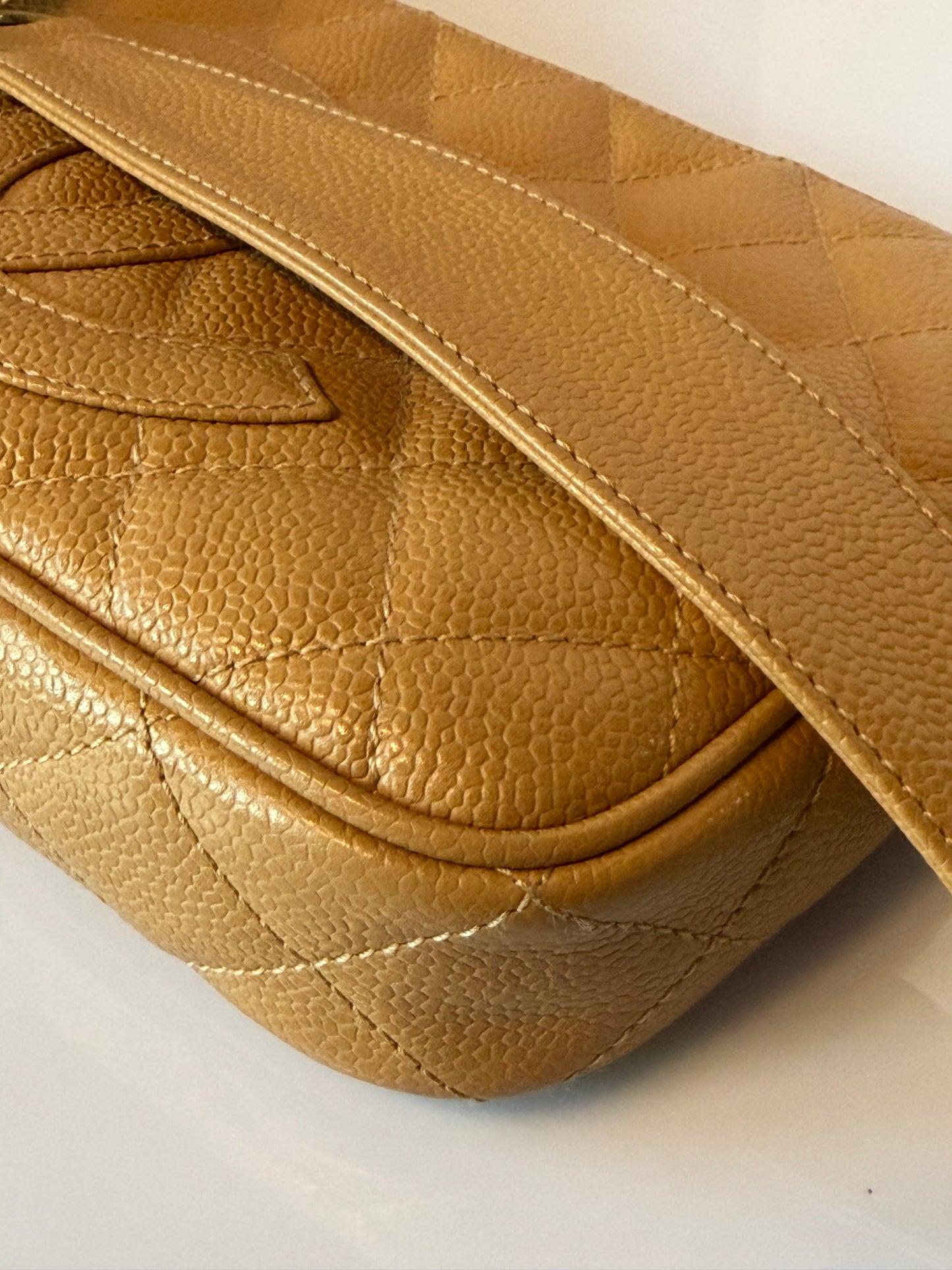 Chanel Timeless CC Pochette Beige Caviar Leather E1