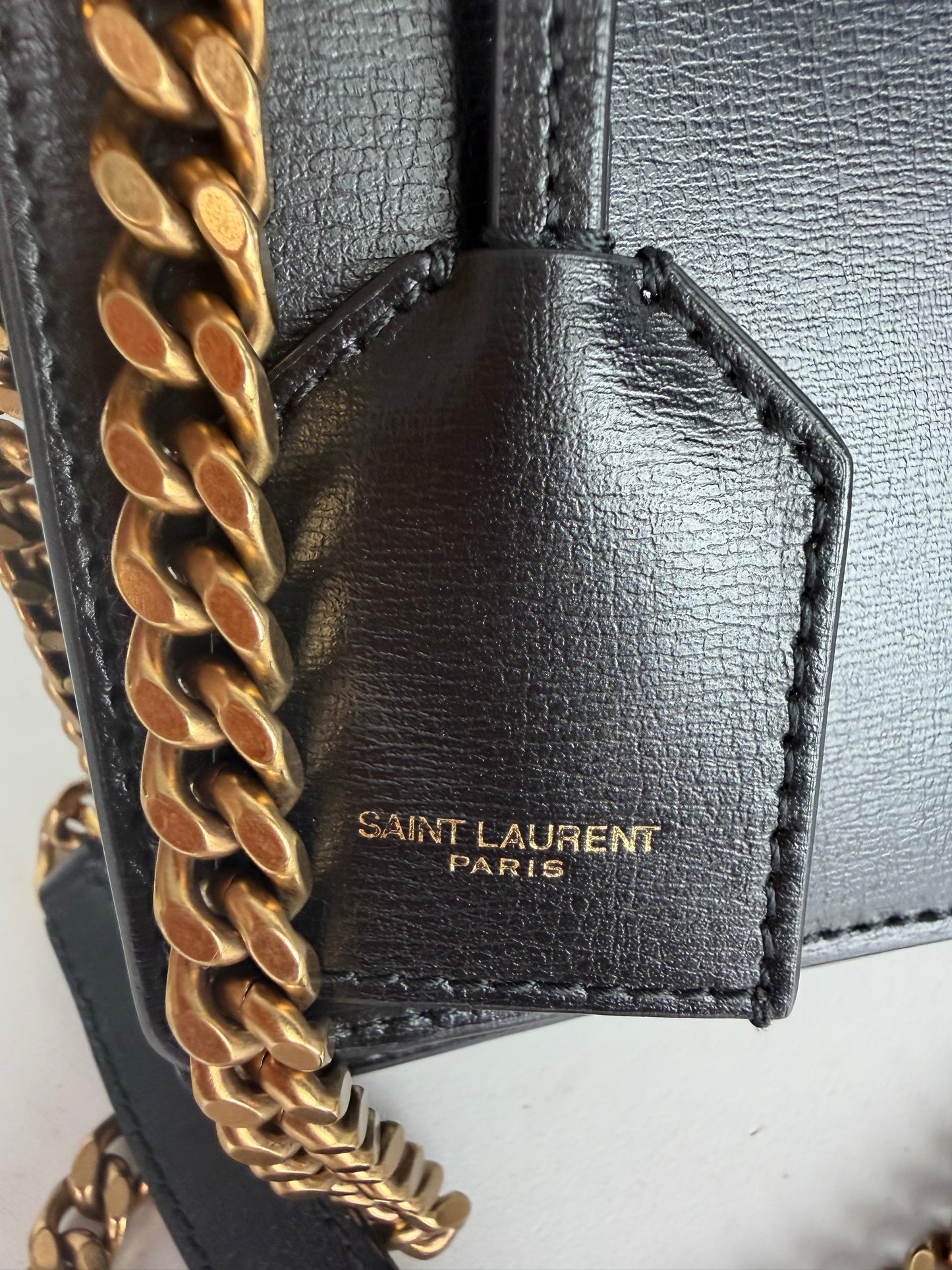 Saint Laurent Medium Sunset Shoulder Bag in Smooth Black Calfskin Leather YC-5