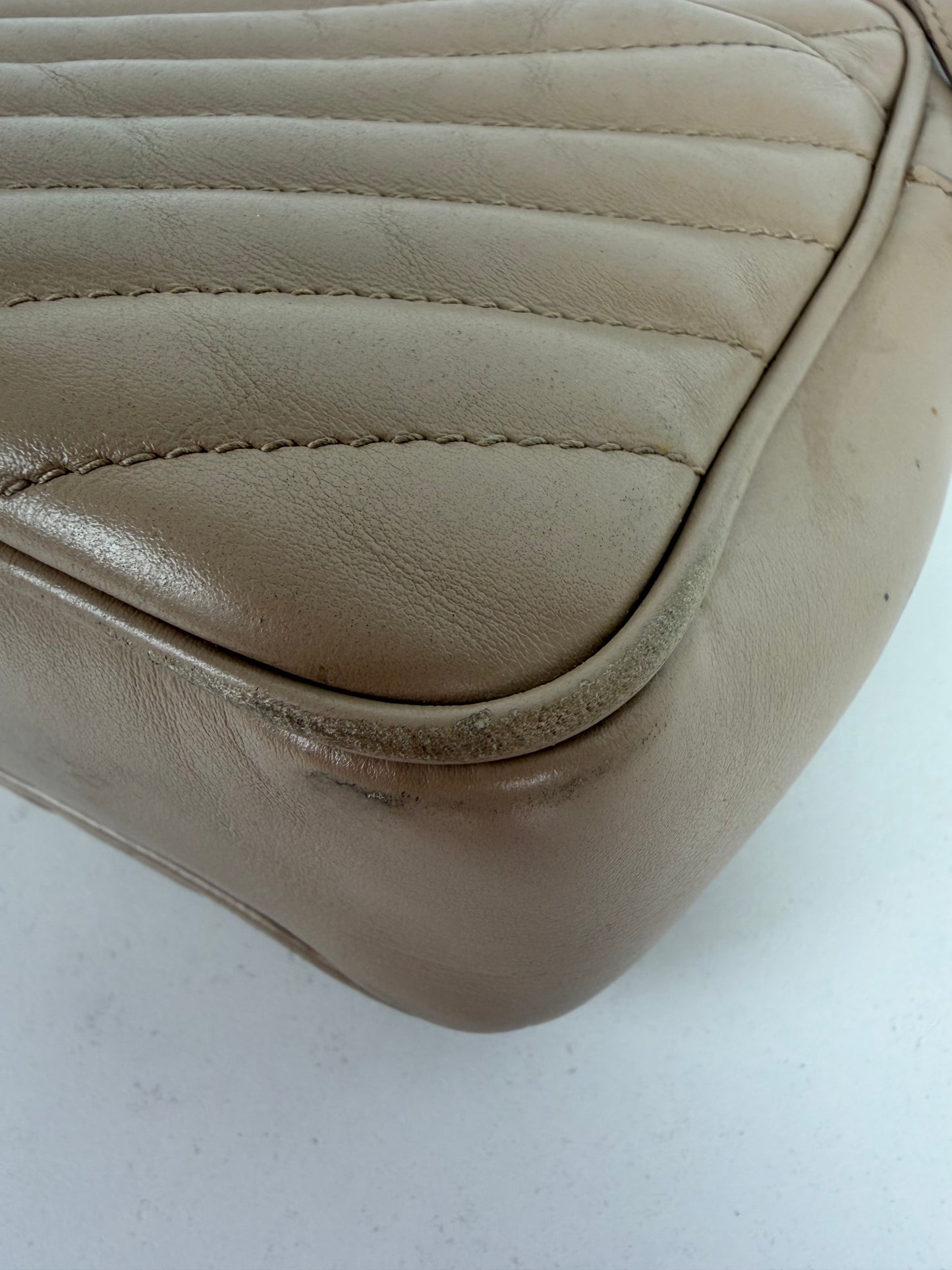 Saint Laurent Matelasse Monogram Lou Camera Bag Small in Beige Leather YS-08