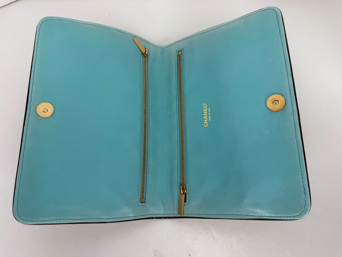 Chanel Striped Clutch in Multi-Color Patent Leather 2000-2002 YS24