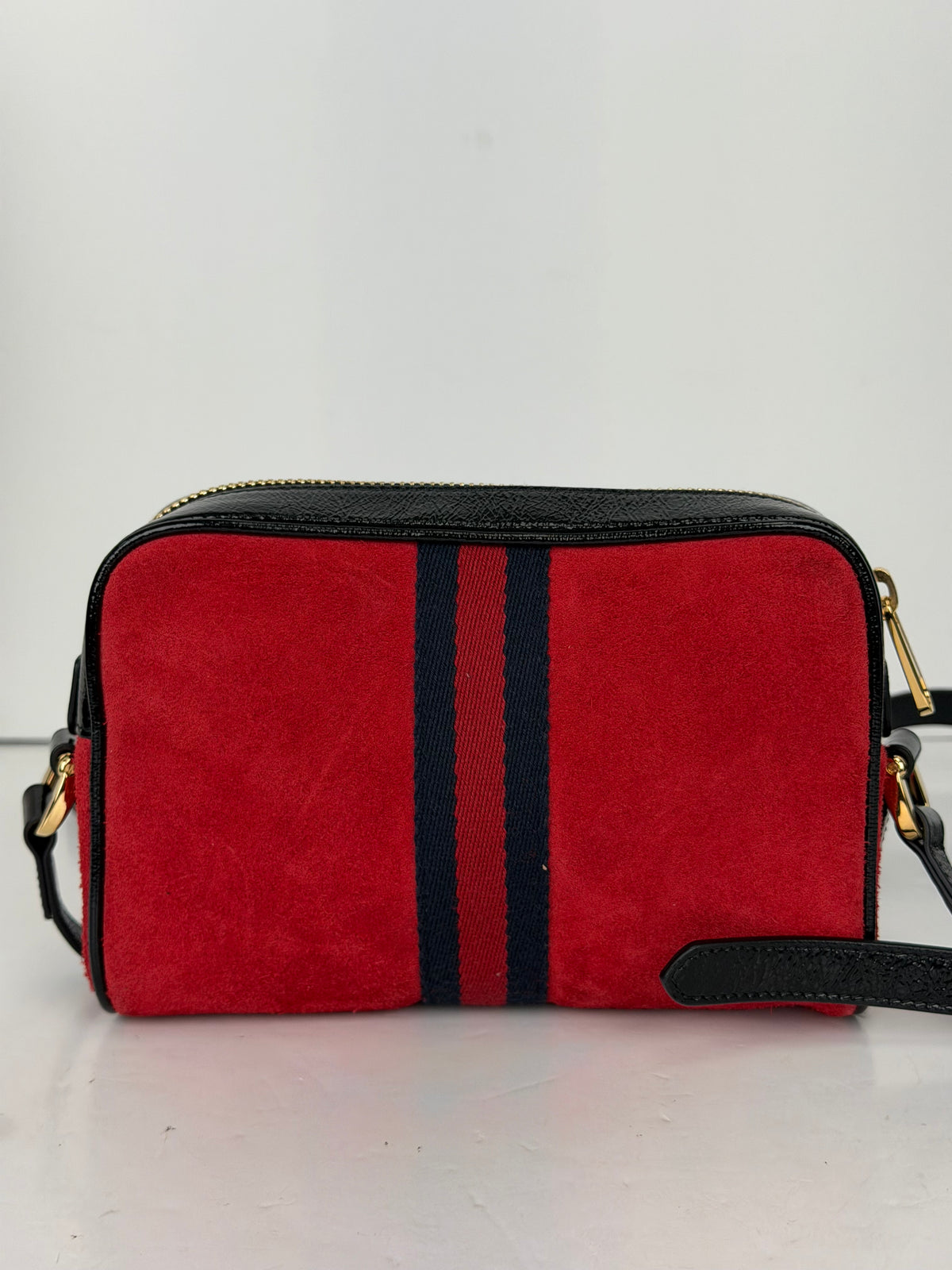 Gucci Ophidia Bag Mini in Red Suede & Black Patent Leather YS-01