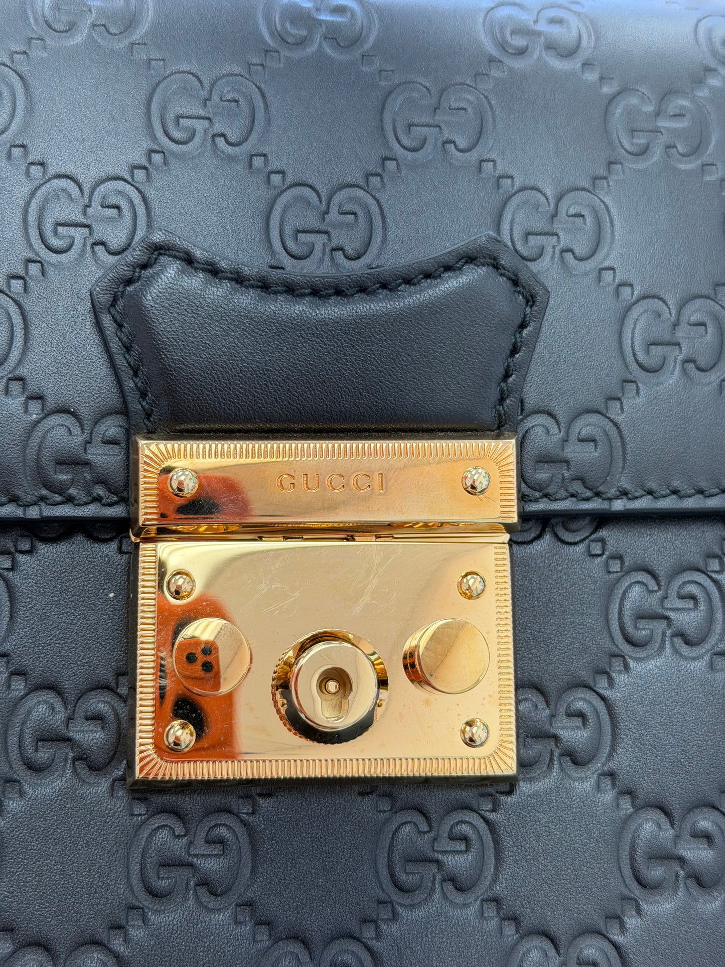 Gucci Padlock Mini Backpack in black Guccissima leather
