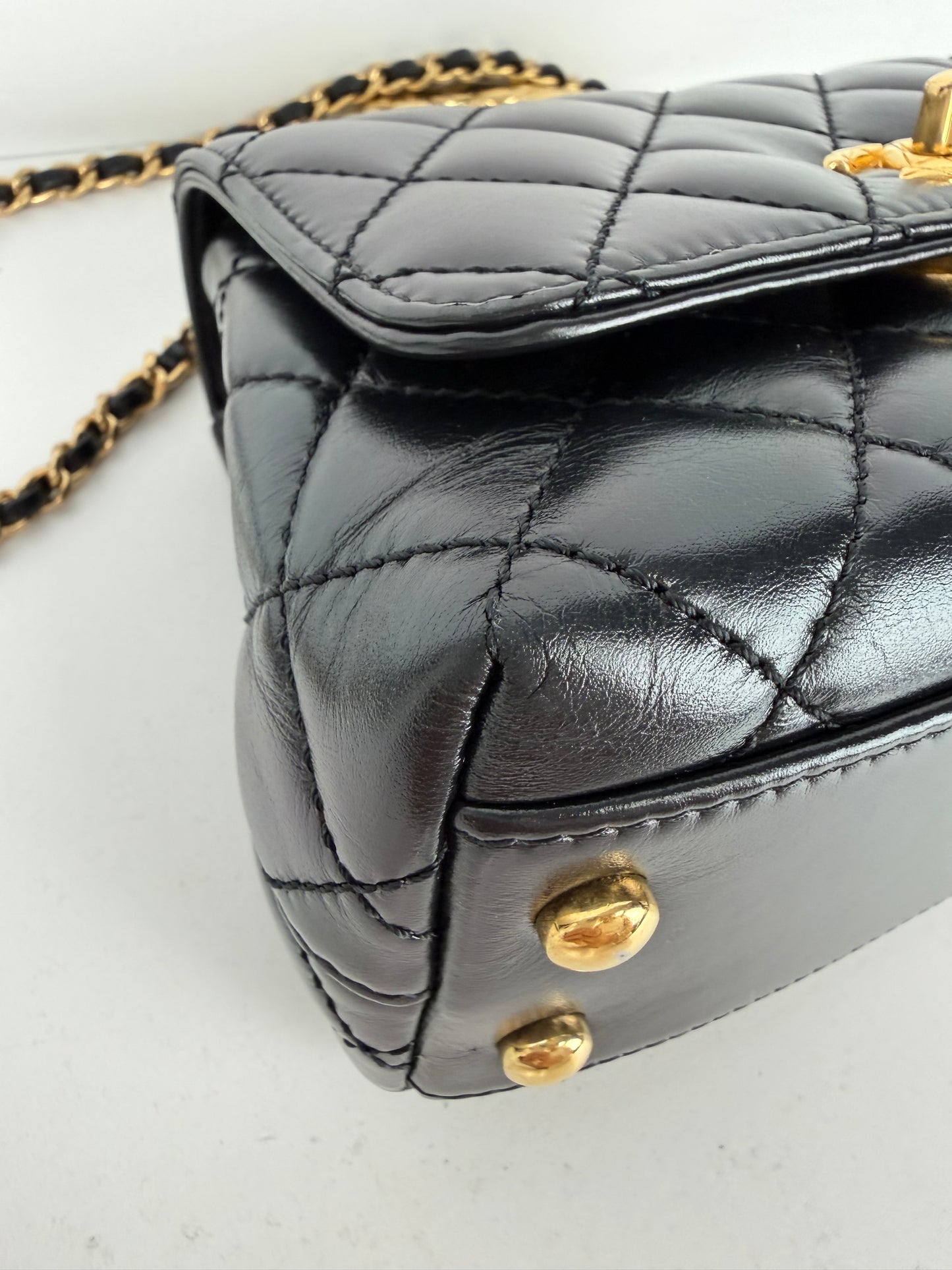 Chanel Coco Handle Bag Mini in Black Quilted Leather with Gold Hardware NFC YD-5