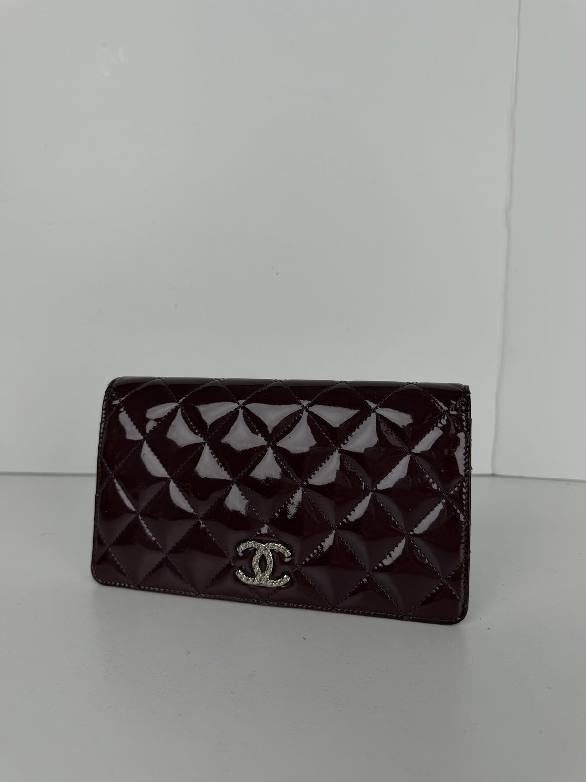 Chanel Quilted Patent Leather Wallet in Shiny Burgundy 2011 K-3