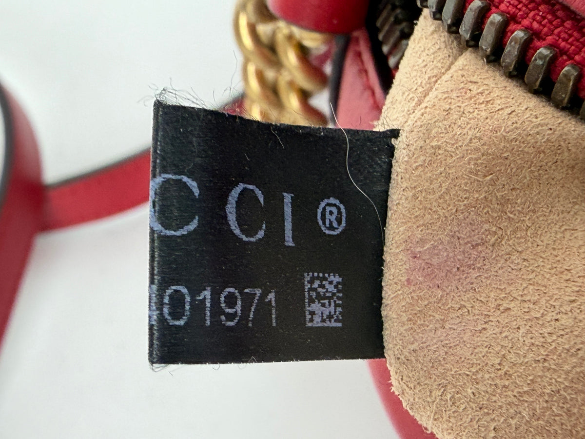 Gucci GG Marmont Small Shoulder Bag in Red Matelasse Leather YS22
