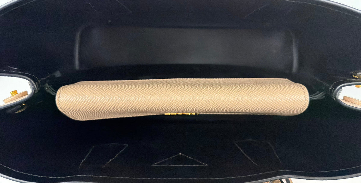 Prada Double Tote Medium Bag in Beige Saffiano Leather