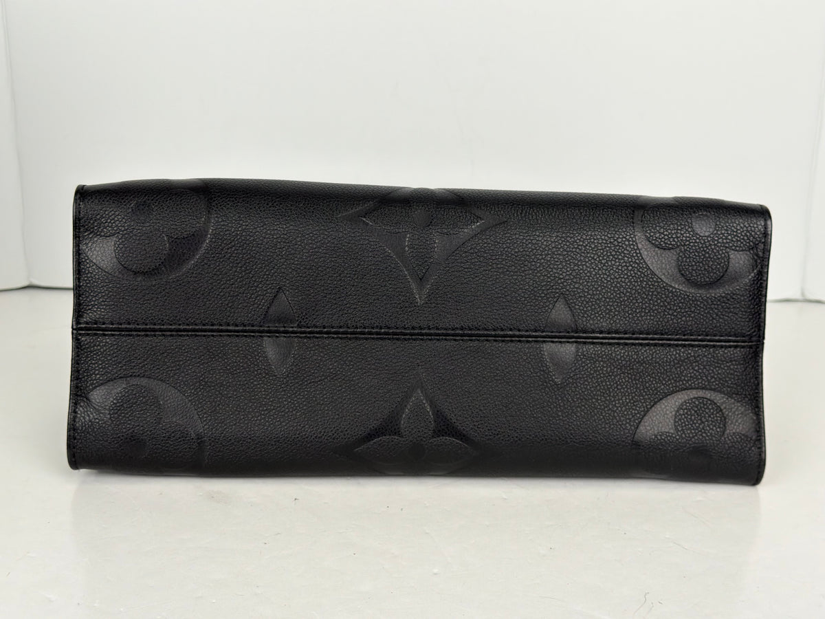 Louis Vuitton OnTheGo Tote Bag MM in Black Giant Monogram Empreinte Leather NFC YC5