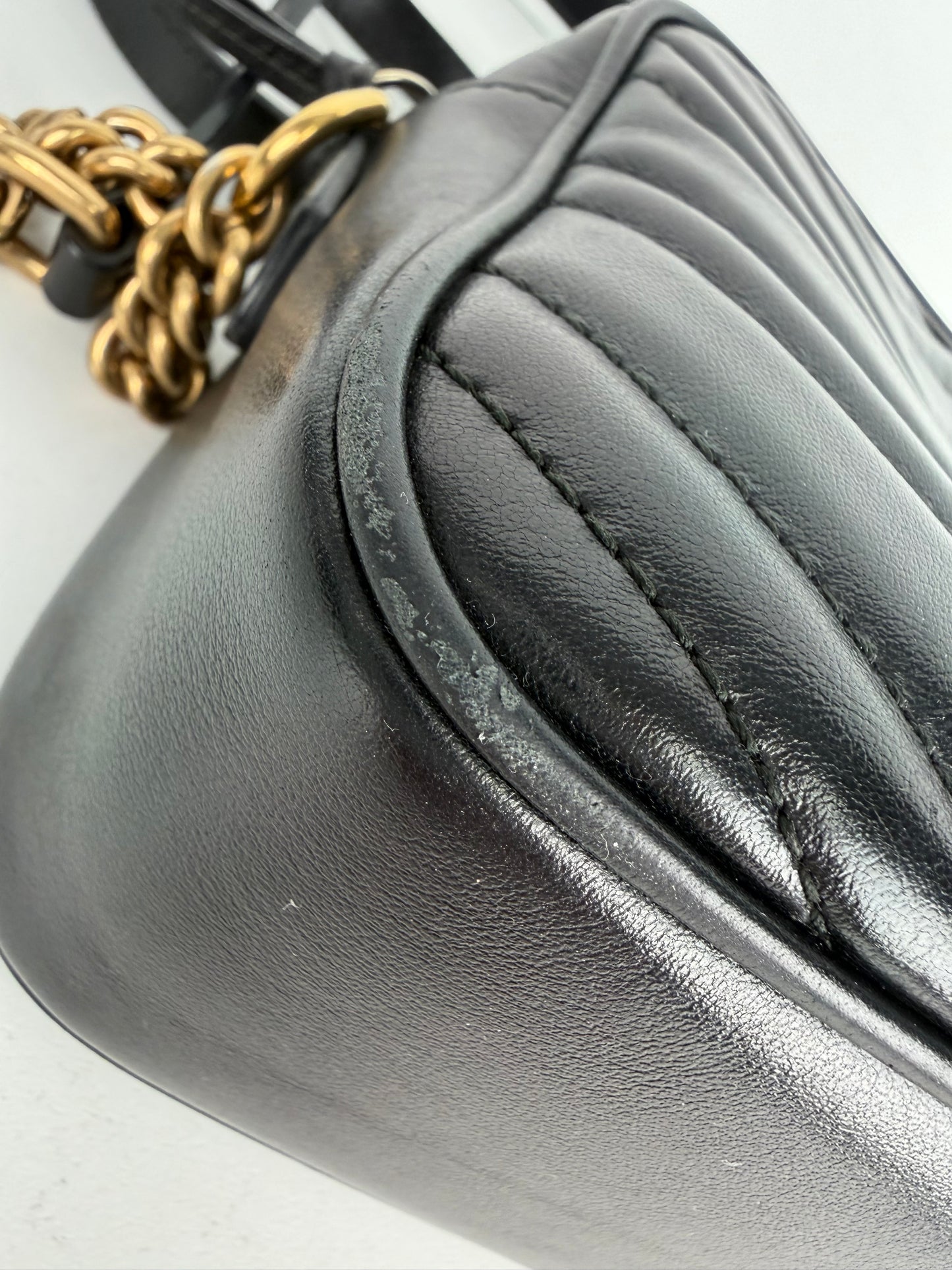 Gucci GG Marmont Small Camera Bag in Black Quilted Leather S