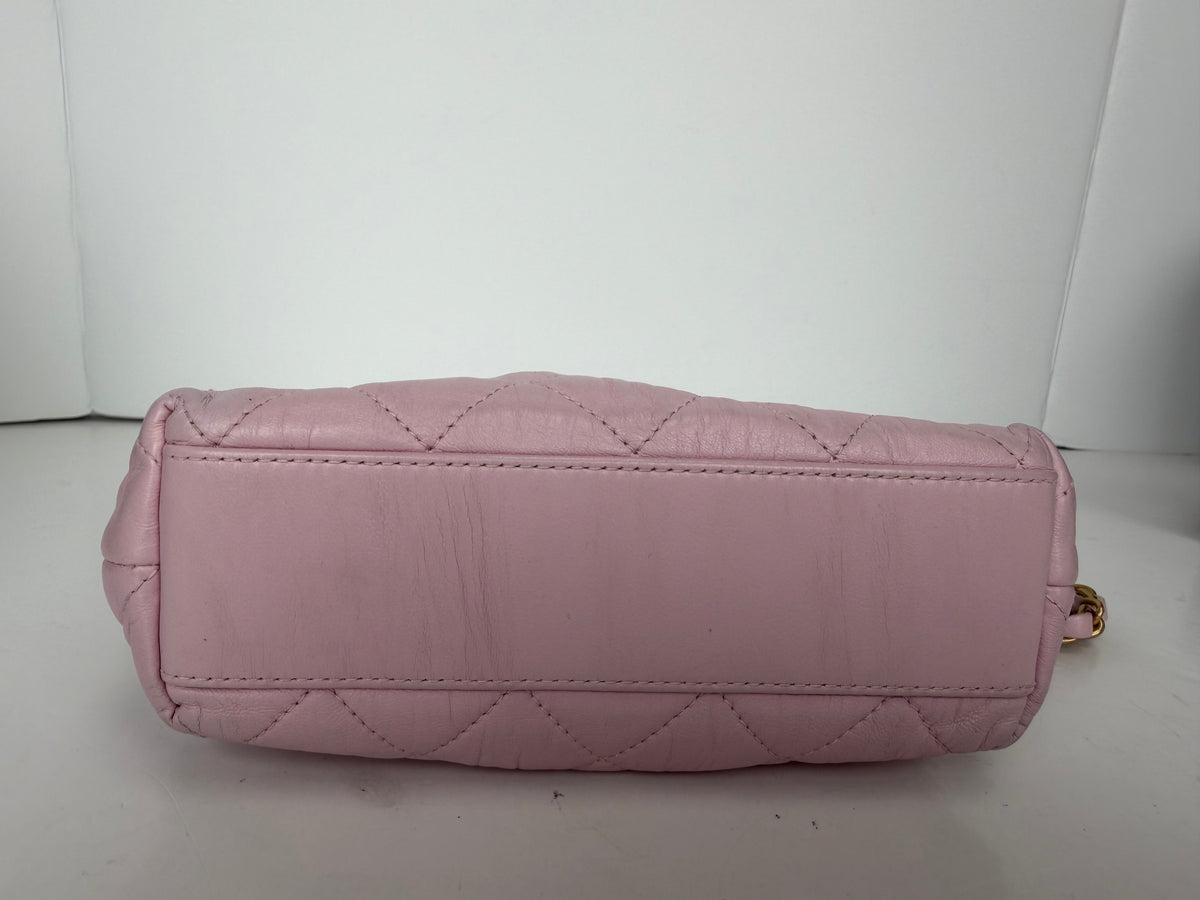 Chanel Pink Quilted Crumpled Lambskin Leather Small CC Links Shoulder Bag 2021 YC3