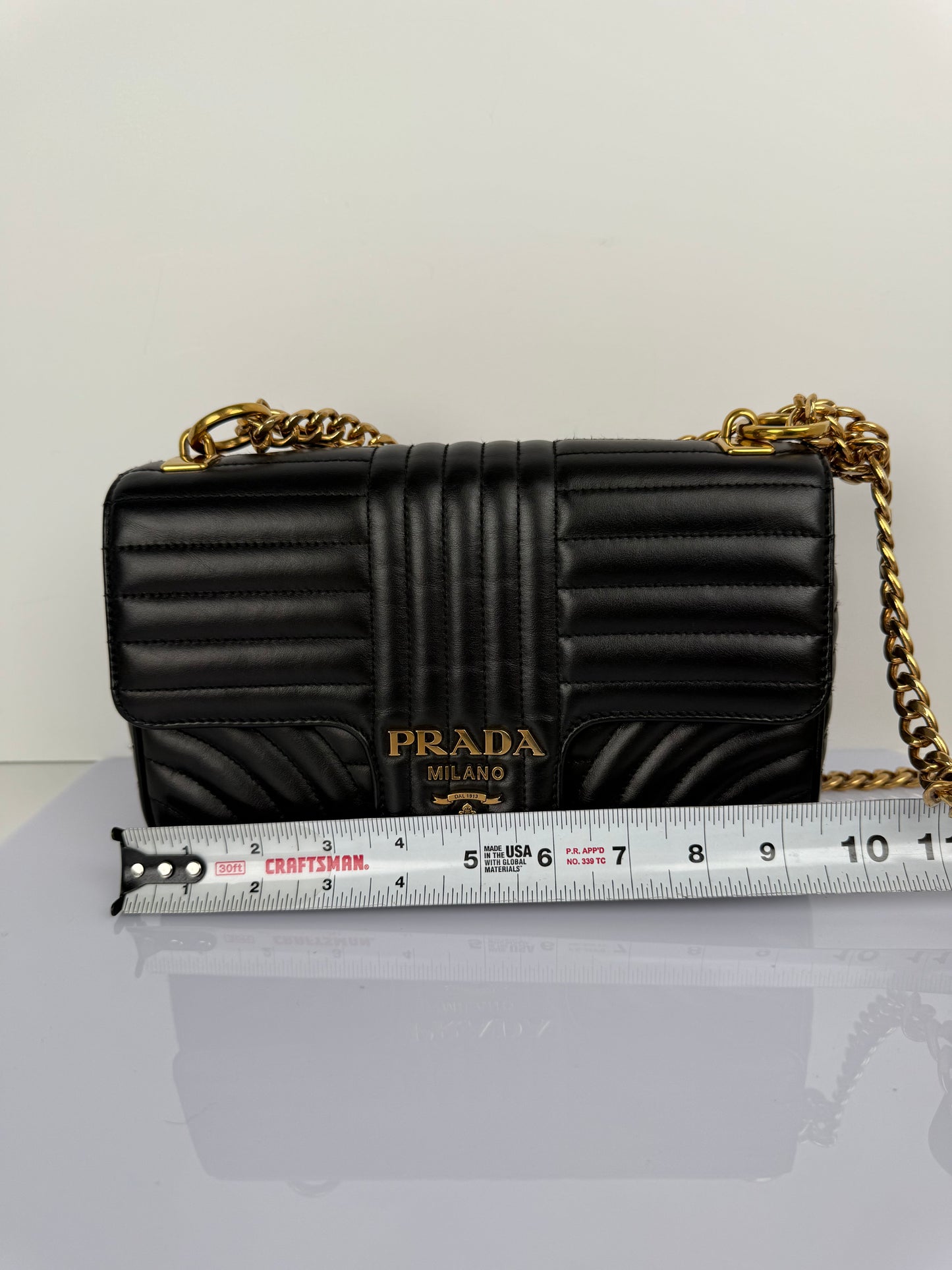 Prada Diagramme Black Leather Should Bag