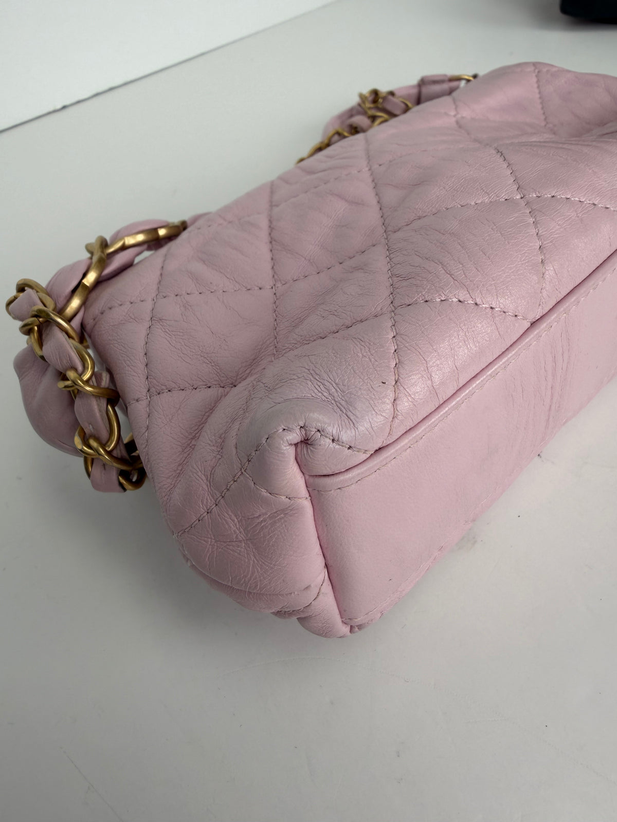 Chanel Pink Quilted Crumpled Lambskin Leather Small CC Links Shoulder Bag 2021 YC3