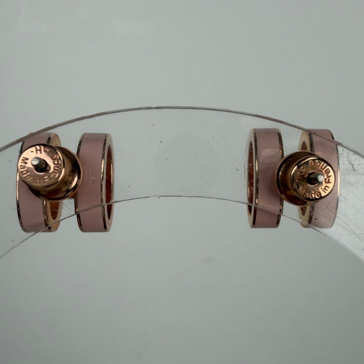 Hermes Mini Pop H Earrings in Rose Gold-Plated Pink Lacquer K3
