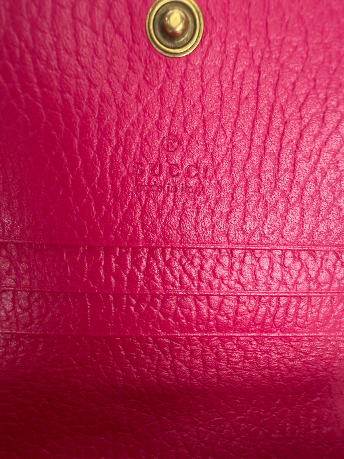 Gucci Butterfly Card Holder Wallet in Fuchsia Leather YK-3