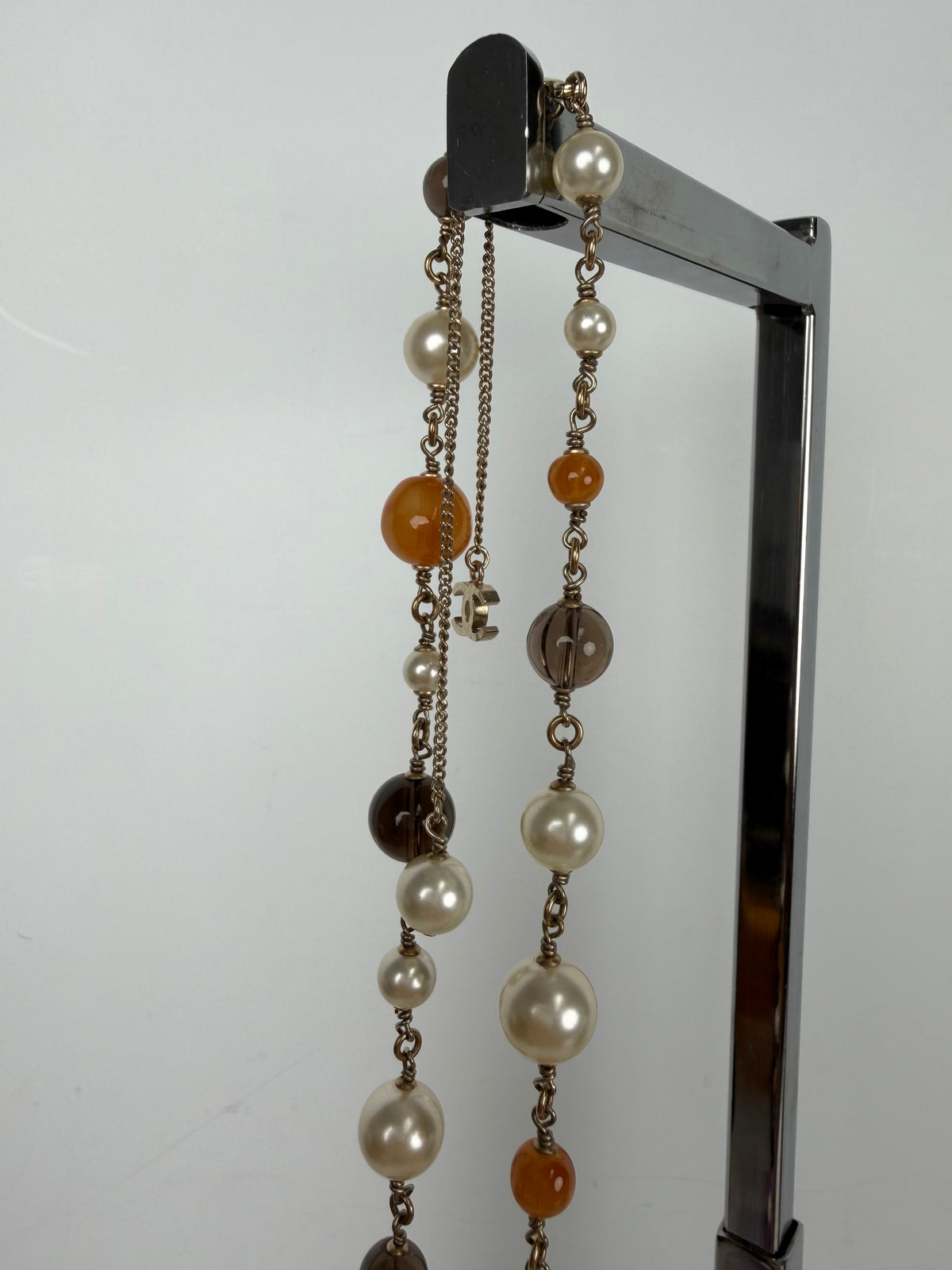 Chanel Long Beaded and Faux Pearl Station Necklace K-1