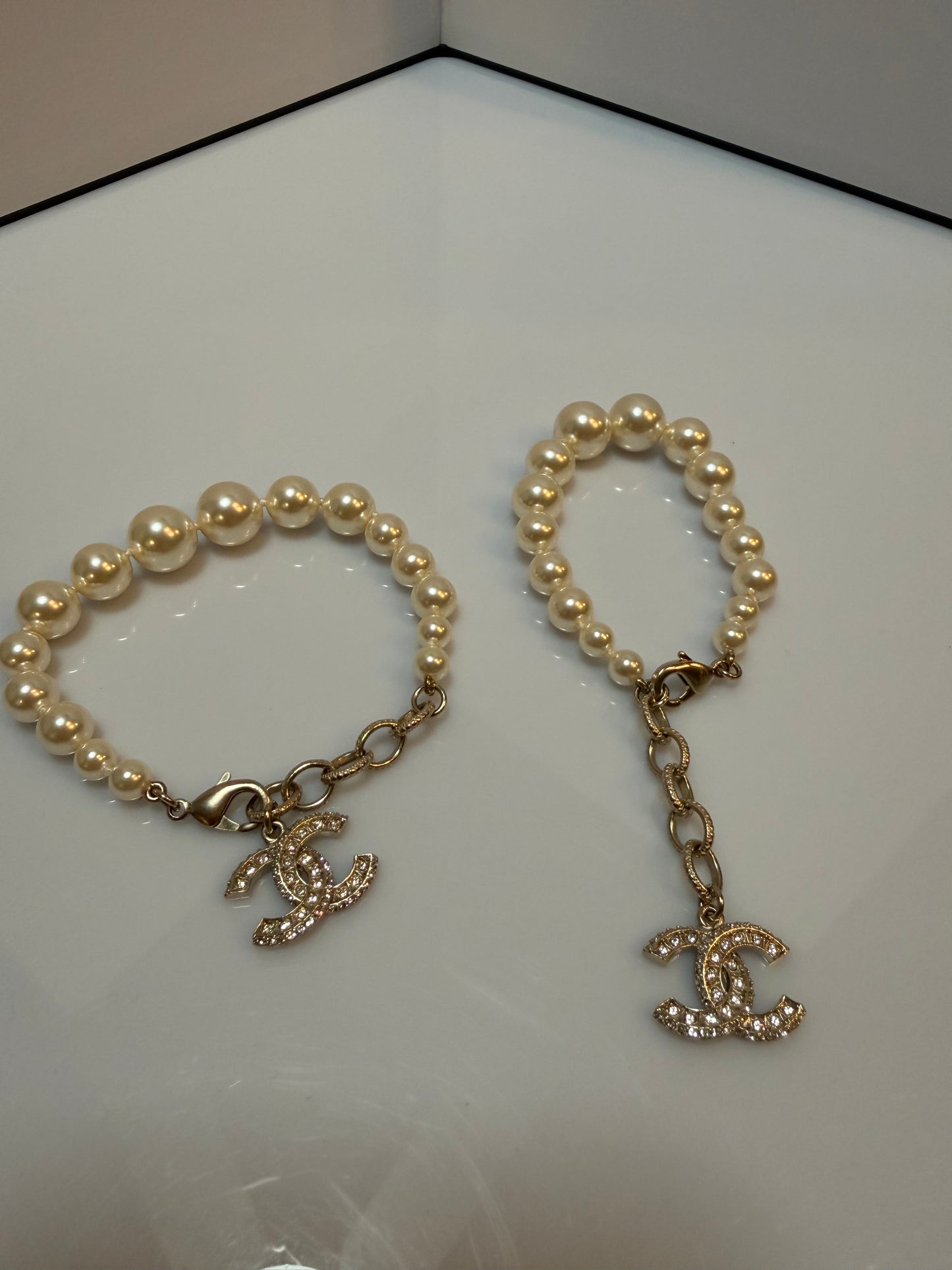 Chanel Pearl Crystal CC Logo Bracelet
