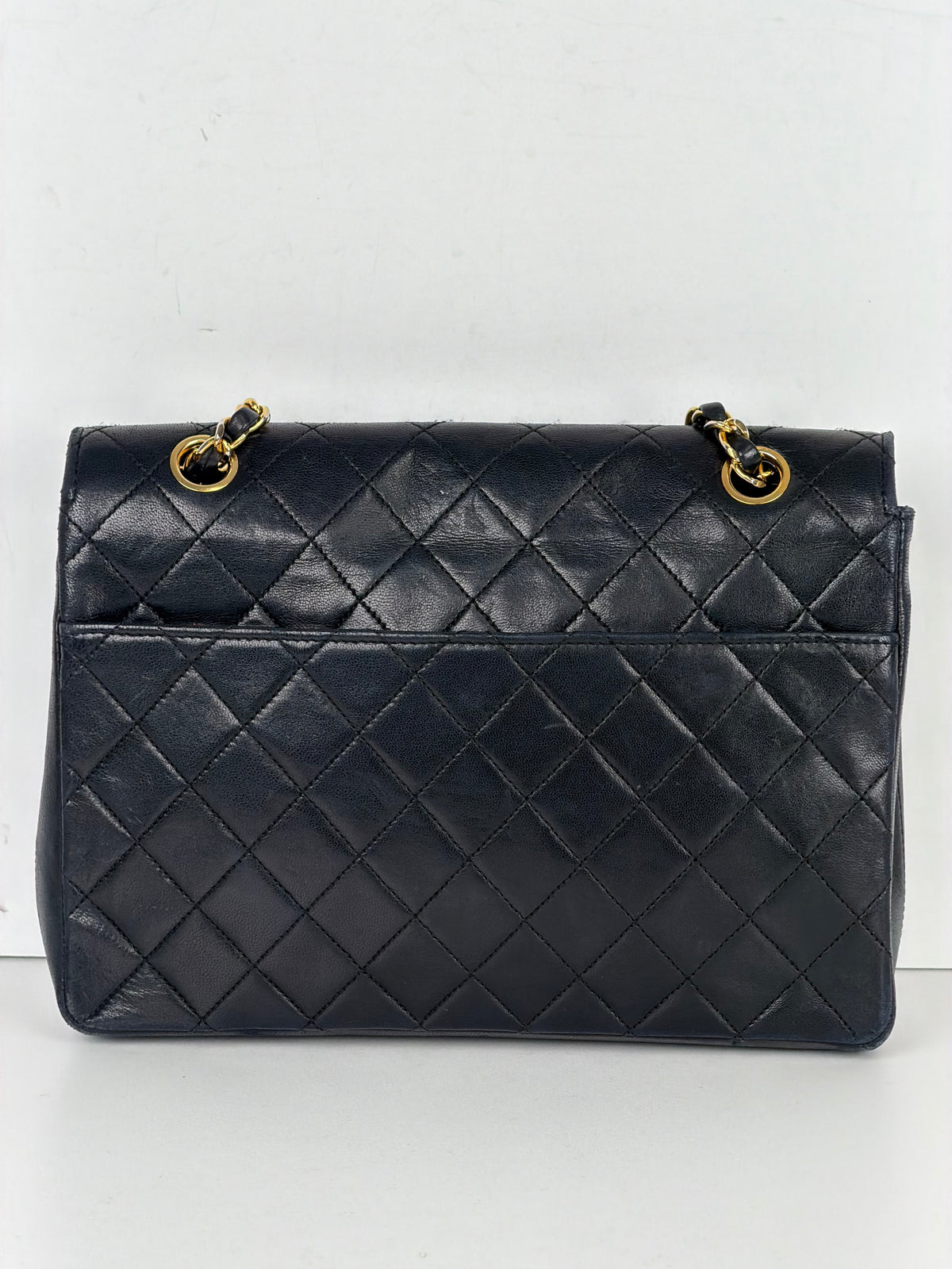 Chanel Curved Flap Shoulder Bag in Black Quilted Lambskin Leather 1994 Vintage