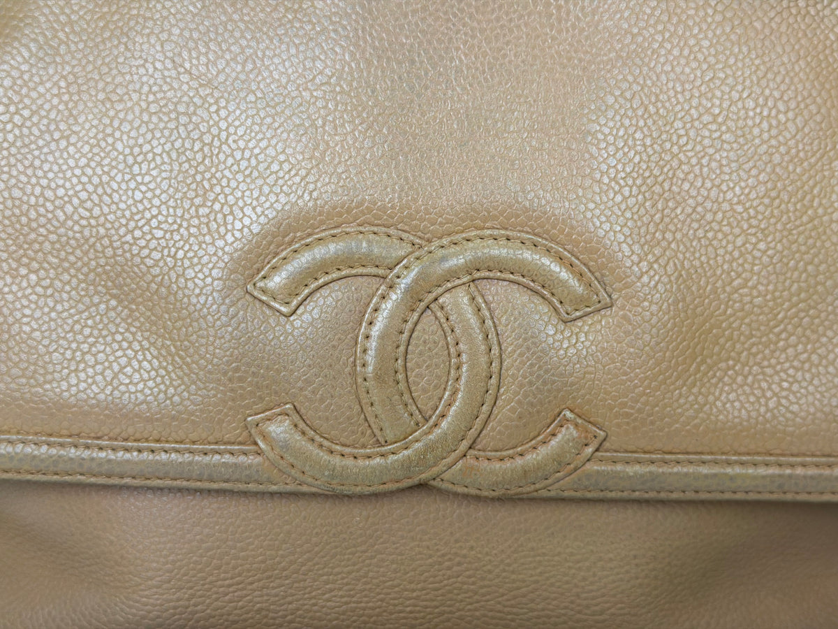 Chanel Caviar Leather Front Pocket CC Camera Bag in a Camel YF2