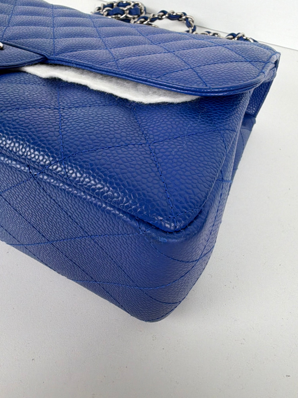 Chanel Classic Jumbo Flap Bag in Blue Grained Caviar Leather 2009-2010