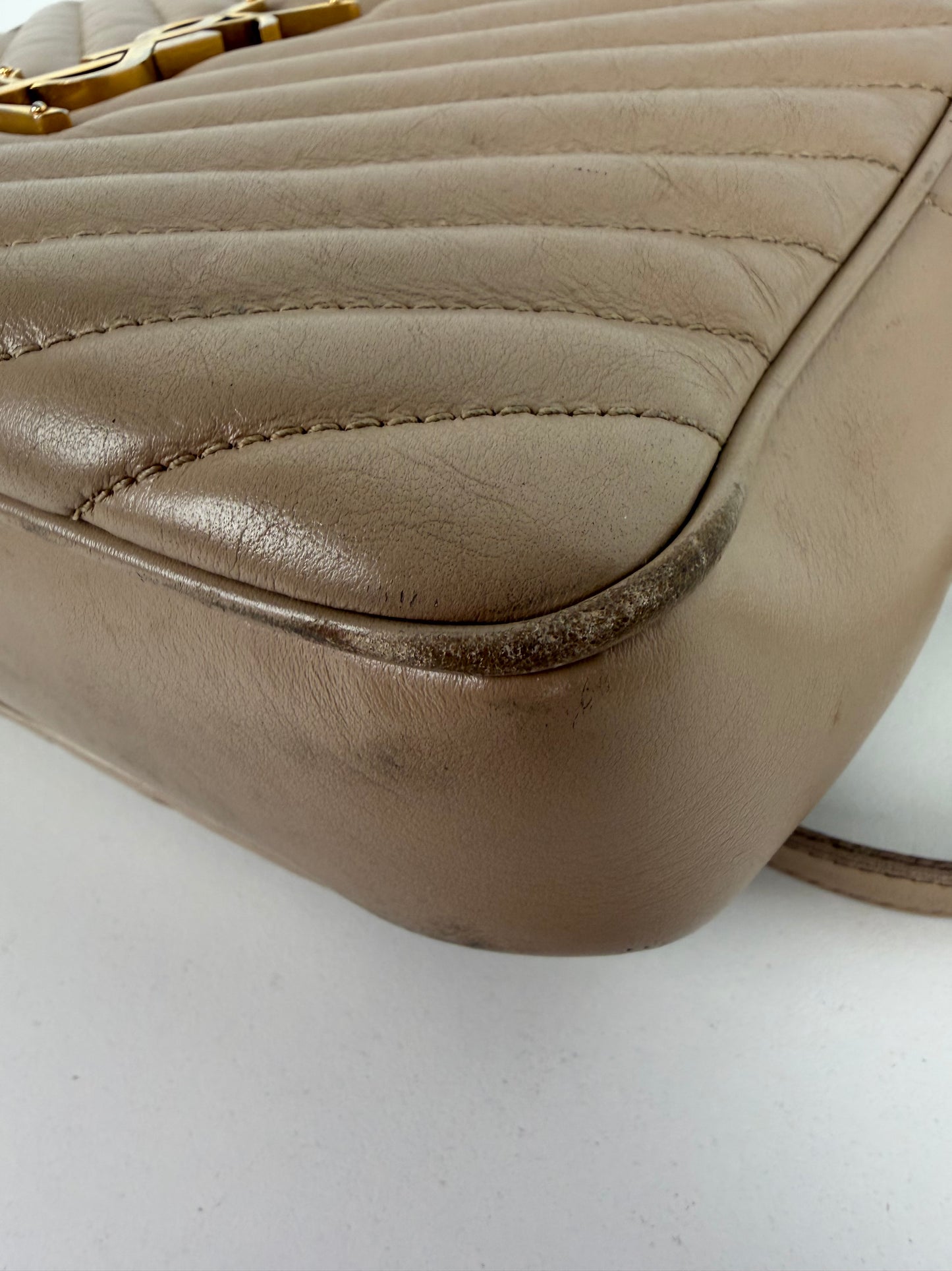 Saint Laurent Matelasse Monogram Lou Camera Bag Small in Beige Leather YS-08