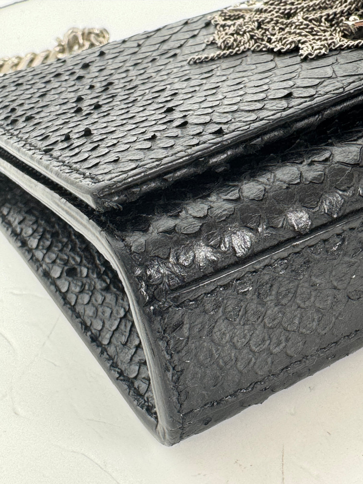Saint Laurent Kate Tassel Bag in Black Python-Embossed Leather YS23