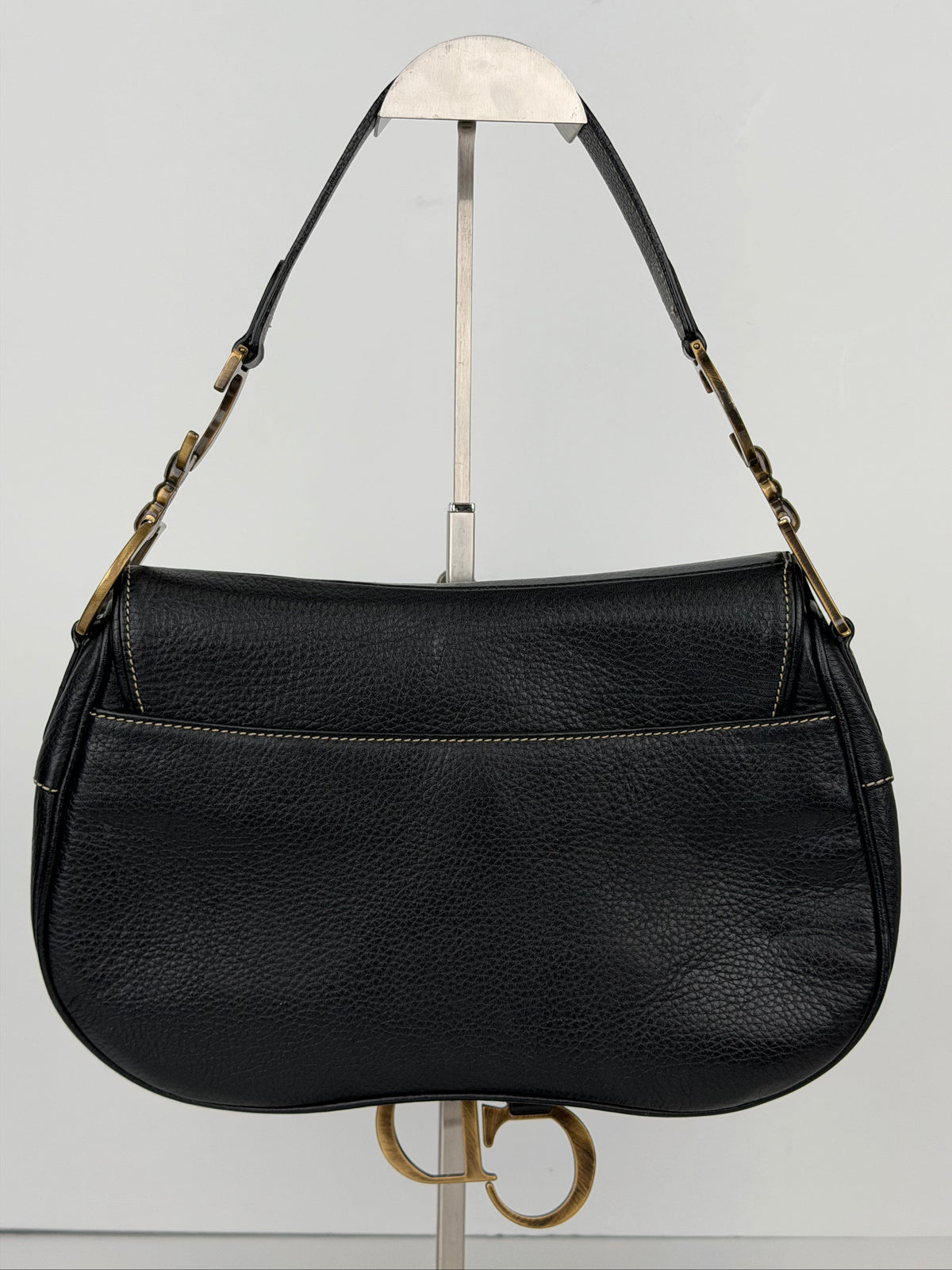 Christian Dior Double Saddle Bag in Black Leather YF1