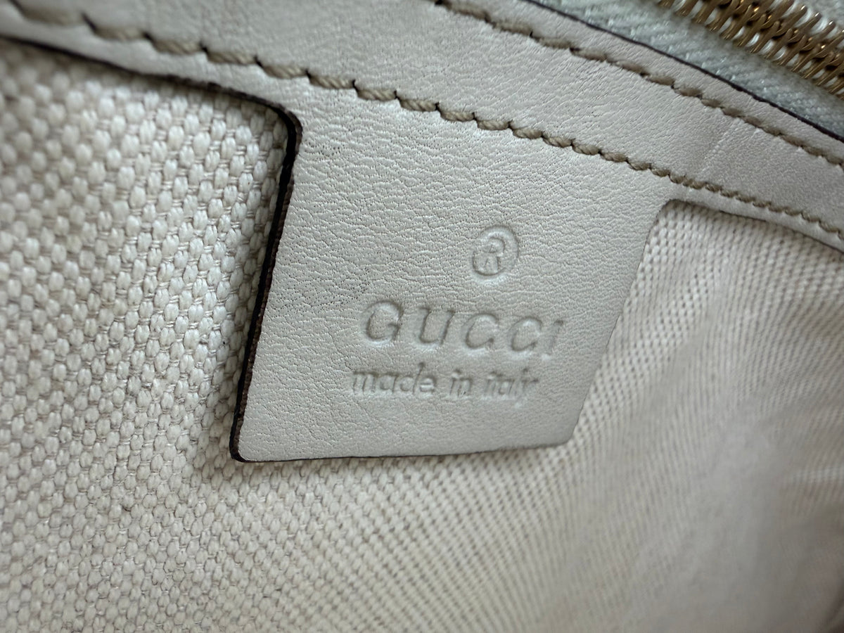 Gucci Mayfair Tote Bag in Off-White Guccissima Monogram Leather YU-3